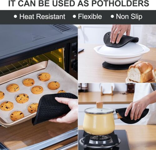 4 Pack Silicone Trivet Mats Pot Holders Non Slip Hot Pads Kitchen Pot Holders - Picture 2 of 7