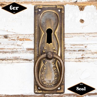 Schubladengriff,Serie ''Seol'',6er Pack  | Eisen in Messing pat. | H9,7xB3,4cm