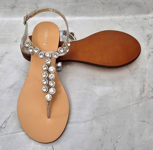 Sandalias para mujer CARVELA KURT GEIGER Bebe de cuero plateado con hebillas UE 39 UK 6 - Imagen 8 de 12