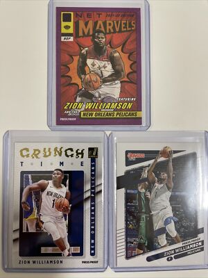 Zion Williamson 2021-22 Donruss Press Proof Purple Net Marvels + Crunch Time +