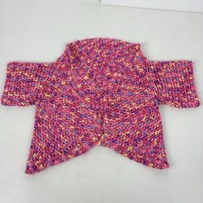 Girl s Cardigan Sweater Size 6 Handmade Circle Crochet Pink Multi Color