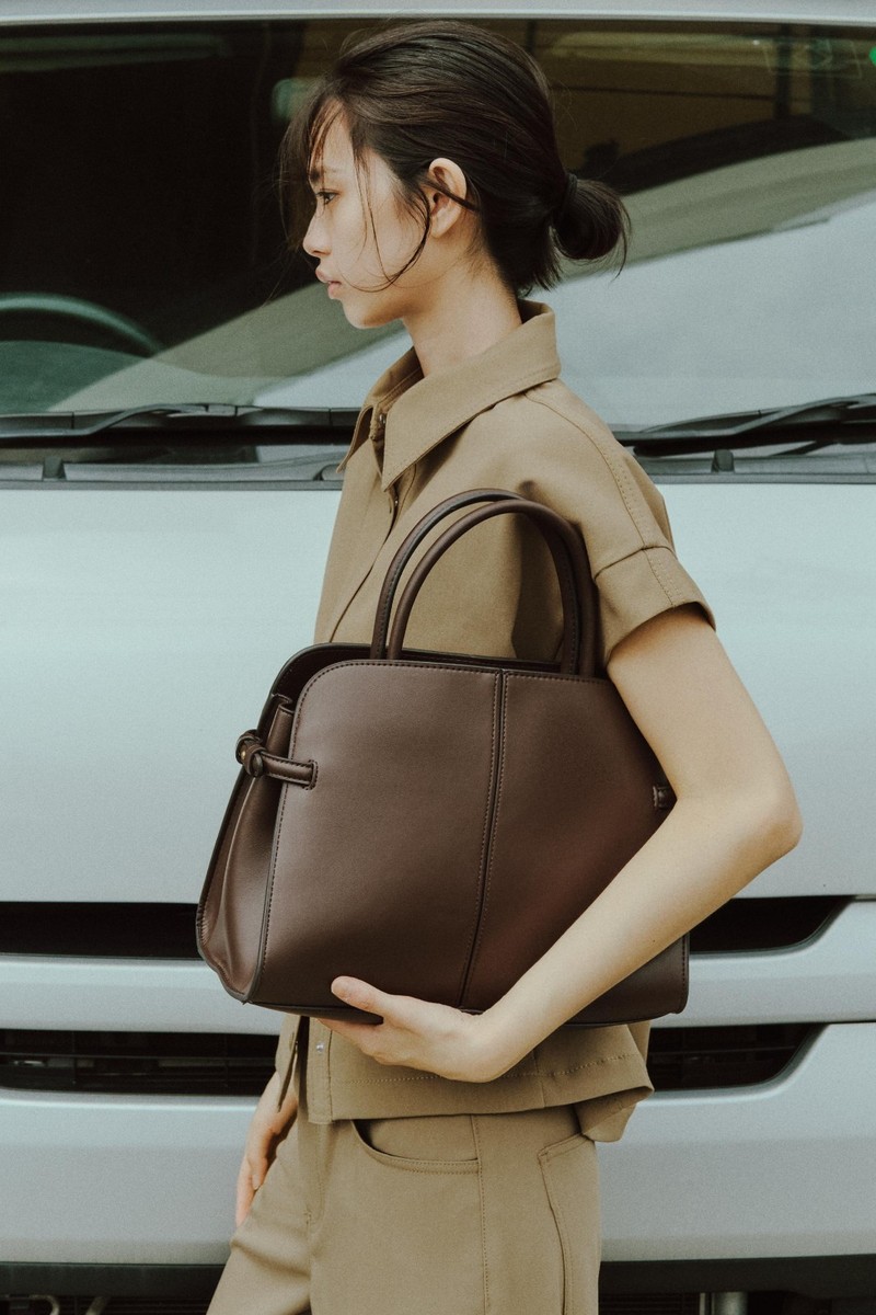 Zara Maxi City Bag Chocolate 6353/610/721 Side Details Detachable