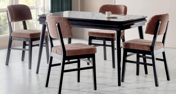 Esszimmer Set Luxus Schwarz Stuhl Set 4X StüHle Essgruppe Garnitur LehnstüHle-image