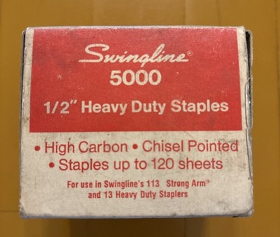 Swingline Heavy Duty Staples, 1/2'' Leg Length, 5,000 / Box New Old Stock