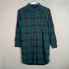 Madewell 1937 Green Plaid Button-Down Shirt Dress Womens Size XS Cotton