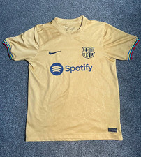 Nike FC Barcelona 22/23 Away men Shirt Size S Gold Short Sleeve