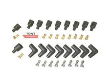 8 Cylinder 7mm - 8mm Rubber Spark Plug Boot Kit 2 Stainless Brass Ends Coil Wire