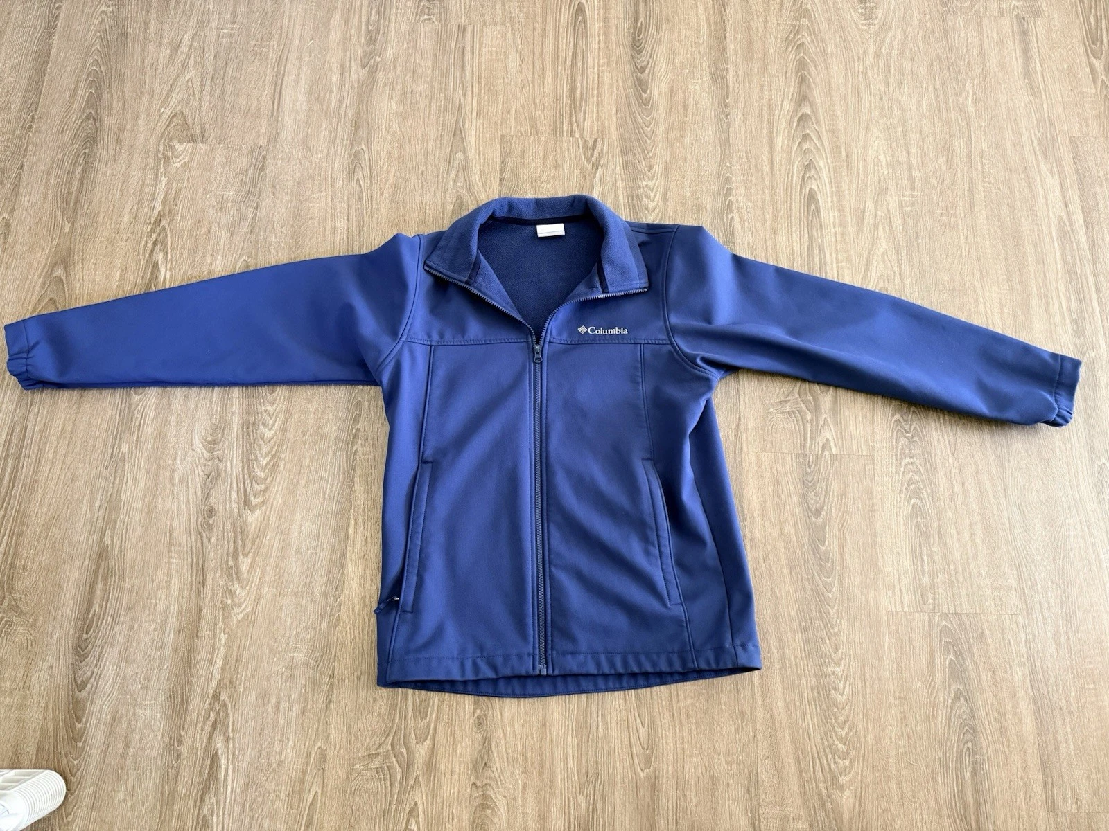 Columbia Full Zip Soft Shell Jacket Blue Mens S Fall Outdoor Pockets Fleece