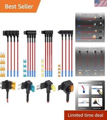 16 Pack 4 Types 12V Car Add-a-Circuit Fuse Tap Adapter,Standard Mini Micro2 a...