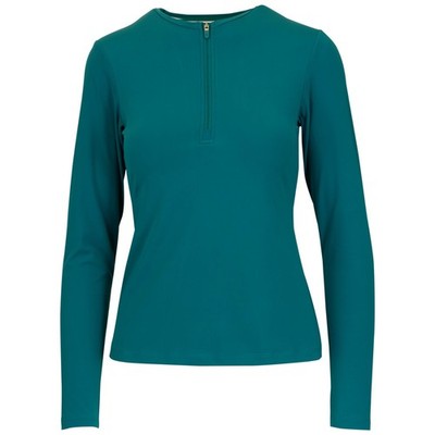 Salt Life Ladies Performance 1/2 Zip LS Raglan Segment  SMALL Emerald Salty NWT