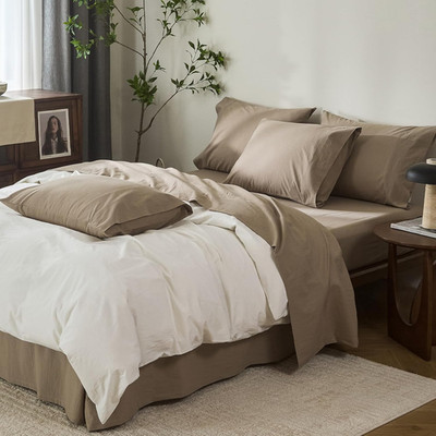 Cozy 100% Cotton 6-Piece King Bedding Set - Mocha Brown, Deep Pocket