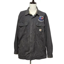 Carhartt Jacket Mens 2XL Gray Dripping Springs Patriot Workwear Flannel Lined