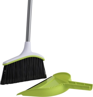  Basics 2-Piece Angled Broom and Dustpan Set, 44'' Angled Broom with Long Handle
