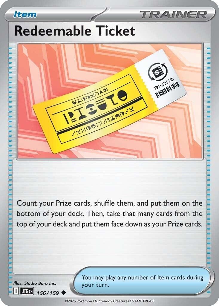 Redeemable Ticket 156/159 Journey Together Pokemon NM