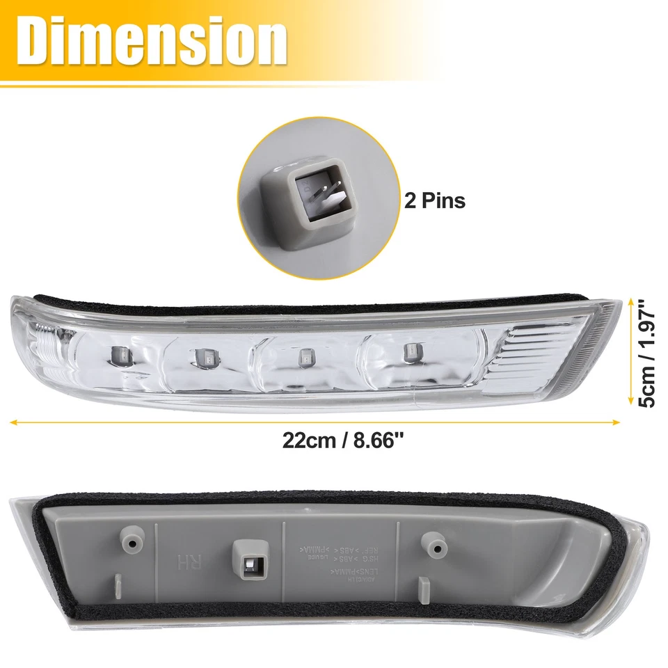 1 Pair LED Left Right Side Mirror Turn Signal Light for Hyundai Santa Fe 2007-12 - Image 3 of 4