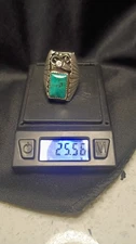 Navajo Sterling Silver and Kingman Turquoise Ring 7 3/4