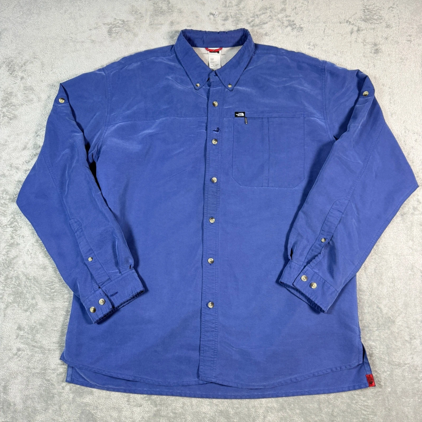 The North Face Mens XL Blue Button Down Shirt Long Sleeve Modal Blend Outdoor