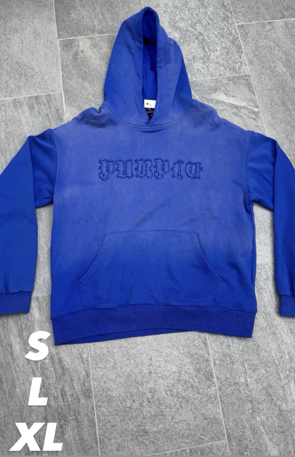 PURPLE Blue Graphic Print Pullover Fleece Hoodie Men's Size S, L, XL Hooded