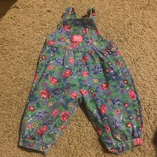 Osh Kosh B'Gosh White Fruit Foral Flower Overalls Vintage Rare, Size 6-9 Months