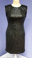 Sexy Vtg 90's Love Reign Little Black Sequin Body Con Sleeveless Mini Dress Sm
