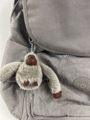 Kipling Backpack Gray Nylon Monkey Keychain Multi Pocket  display picture 2