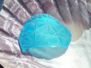 Sea Glass, Beautiful Large Turquoise with a Star Pattern