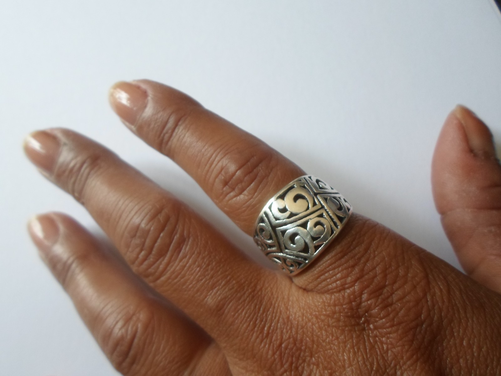 solid silver ring, openwork dome, size 57 - image 4