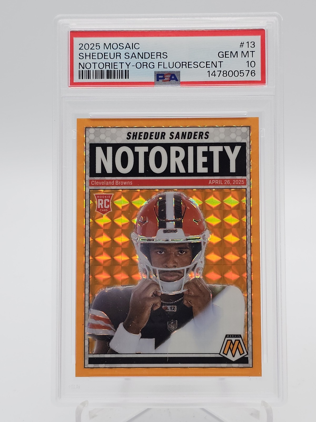 Shedeur Sanders Panini Mosaic Notoriety #13 Orange Fluorescent