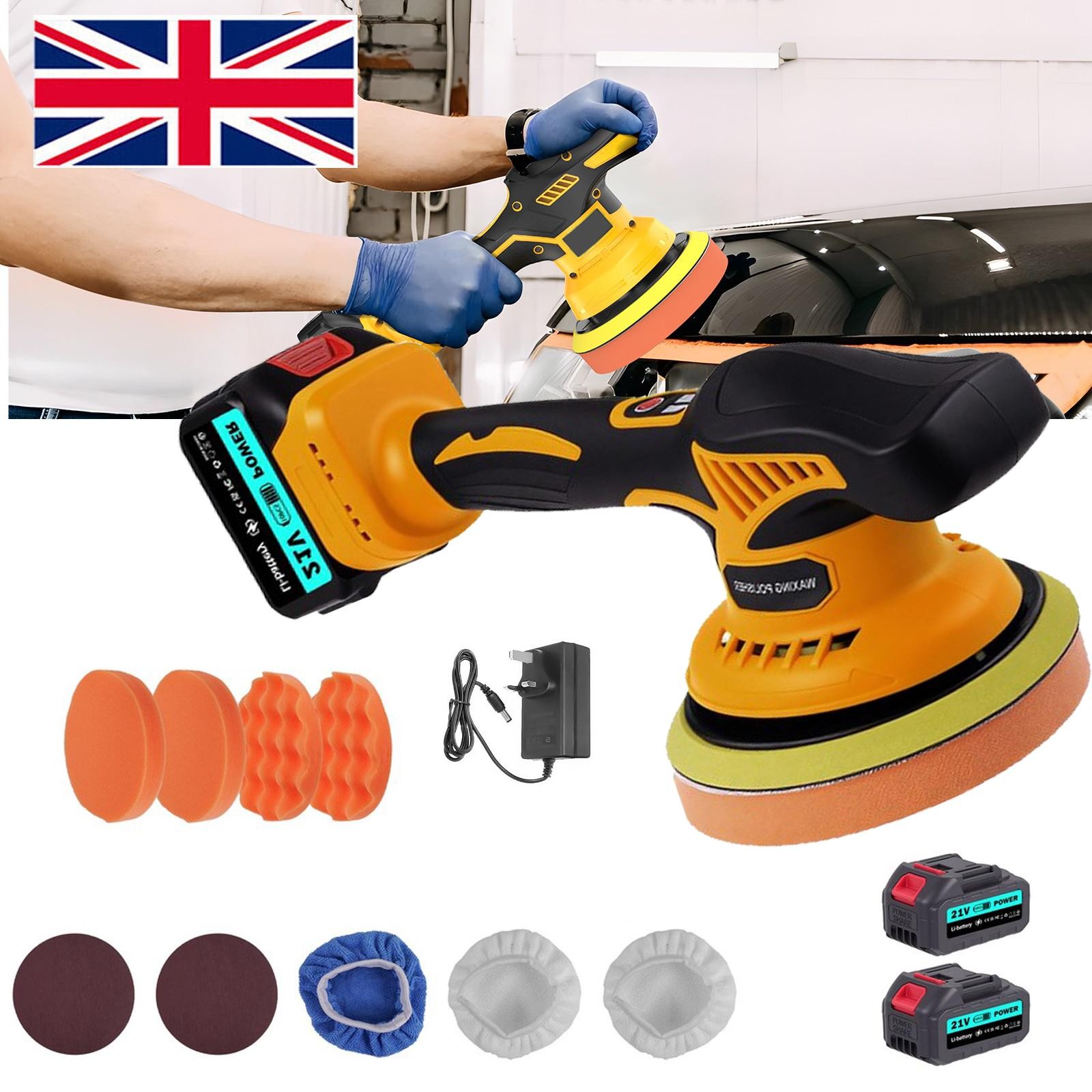 2 Battery Cordless Car Polisher Buffer Machine 6"" Dual Action Polishing Set UK