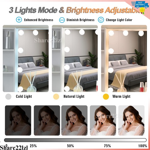 Set sgabello tavolo trucco vanità con specchio luce e armadi cassetti spogliatoio - Foto 13 di 13