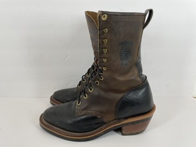 Chippewa Men's 29408 Two-Tone Brown Black Leather Lace-Up Work Boots US 6.5D