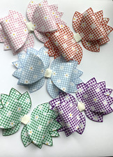 GINGHAM DAISY STATEMENT PRINTED CANVAS FABRIC BOW TEMP MAKE YOUR OWN HAIR BOWS