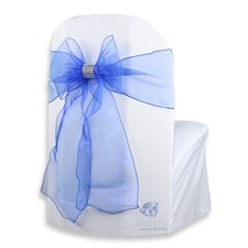 20 pcs Organza Chair Cover Bow Sash 108"x8" - Royal Blue - w/ Bow Covers rn