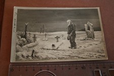 alte Karte - alte Mann steht vor einem Grab   C&acute;est tout ce que j&acute;avais..