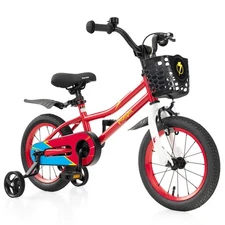 4" Toddler Bike Height-Adjustable Kids Bike w/Removable Training Wheels & Basket