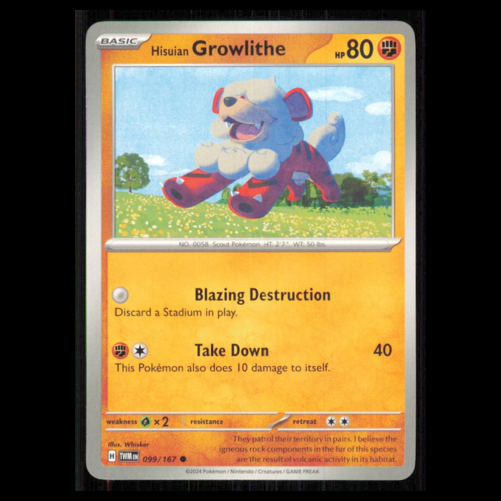 Hisuian Growlithe #99 2024 Scarlet - Violet Series - Twilight Masquerade Common