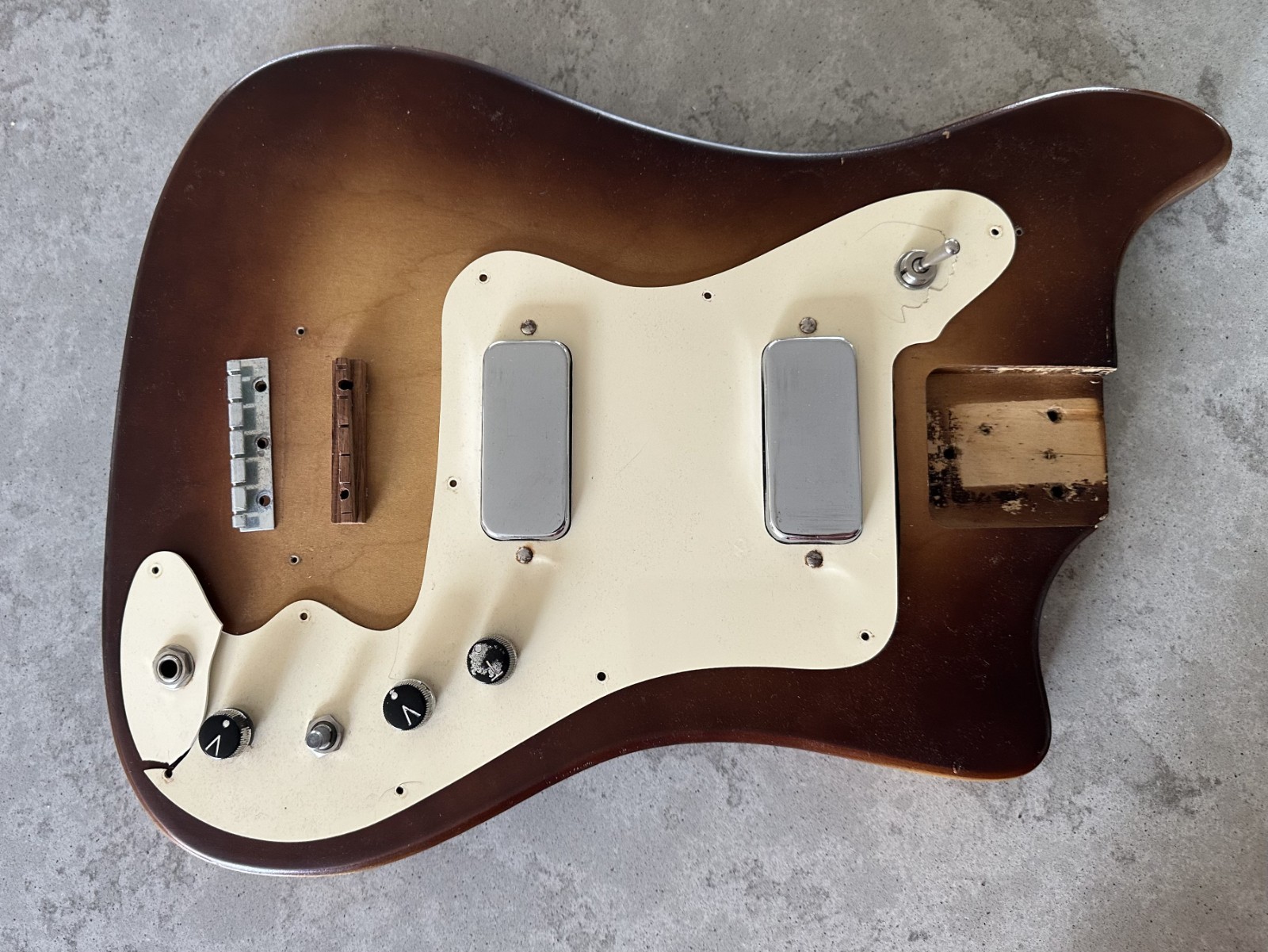 Vintage 1960s Kay K-102 Vanguard Sunburst Solid Body Electric Guitar Project