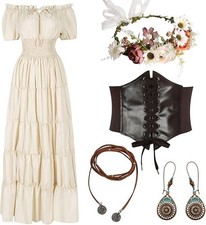 5Pcs Halloween Renaissance Medieval Dress Costume Women M Spooktacular Creations