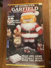 Vintage GARFIELD 20  Animated Santa Claus Figurine - Features Motion  Music