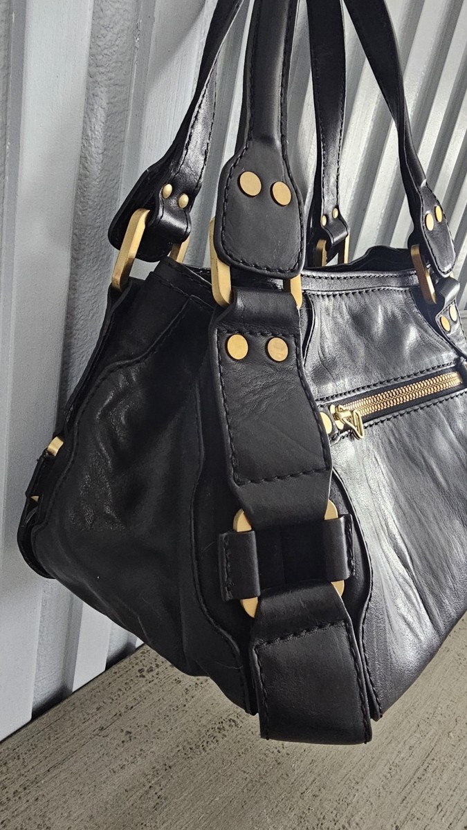 Jimmy Choo Mahala Purse Large Black Leather Double Handle | eBay