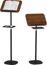 Floor Book Stand with Removable Tray, Wood Standing Book Stand for Reading ...