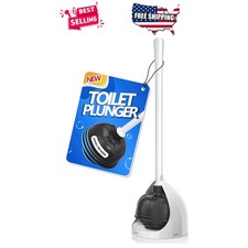 Toilet Plunger with Storage Base Hidden Design Fits Multiple Drain Sizes White