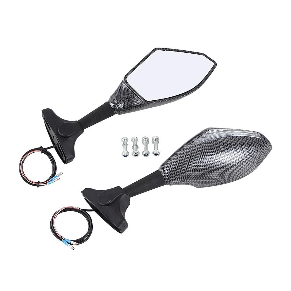 LED Turn Signal Rear View Mirrors For Kawasaki Ninja 500 EX500 500R 600R ZX600C Foto 2 de 4