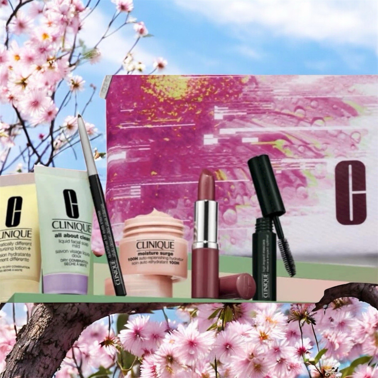 NEW CLINIQUE LOTION MOISTURE SURGE CREAM GIFT SET BAG Christmas Cleanser Face