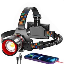 90000LM LED Headlamp Rechargeable Headlight Zoomable Head Torch Lamp Flashlight