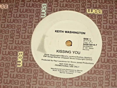 KEITH WASHINGTON *OZ 1st Press 7" 45 Promo ' KISSING YOU ' 1991 VGC+ - image 1 of 2