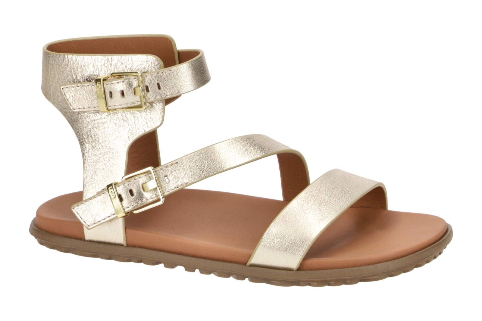 Sandali UGG Solivan Strap oro metallizzato 1128632 scarpe da donna in pelle numero 39