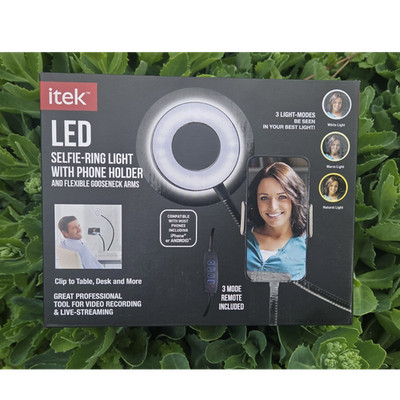 itek LED Selfie Ring Light w/ Phone Holder, Flexible Gooseneck Arms, USB