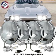 4PCS 5 3/4" 5.75"GLASS LED Headlights Hi-Lo Beam for Chevrolet Corvette C1 C2 C3