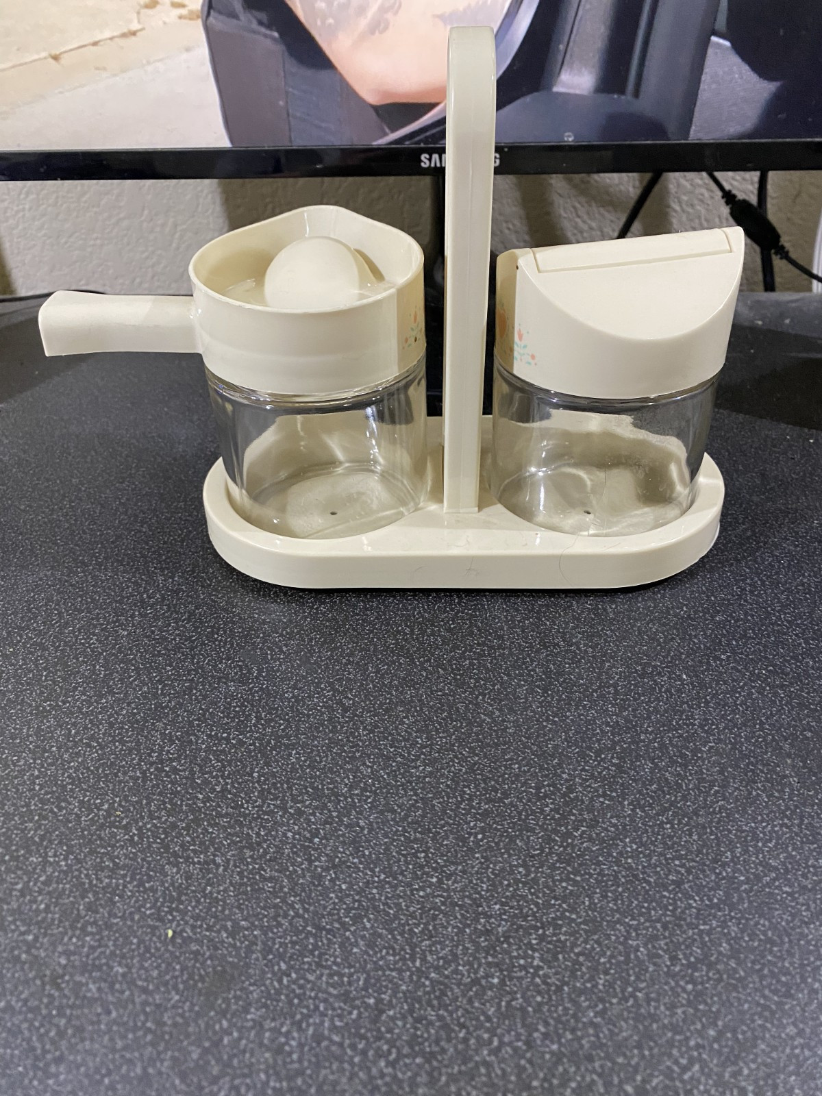 Gemco Corning Ware Corelle Forever Yours Cream Sugar Caddy W/Lids - NO Spoon